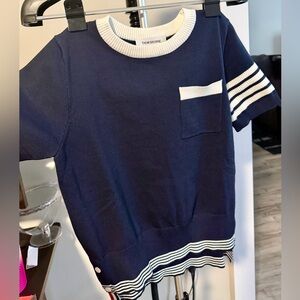 Thom Browne Knit 4-Bar Stripe Top in Navy Blur
